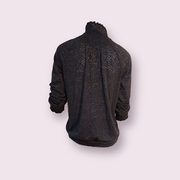 *nwt* Aventura Black Leopard Sheer Long Sleeve High Neck Blouse Sustainable - Picture 2 of 7